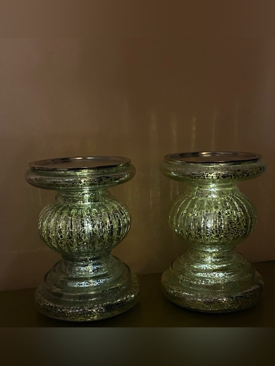 QVC SET Of 3 Lit Candle Holders Pedestals w/Mirror Inserts by Valerie Par Hill main image 1